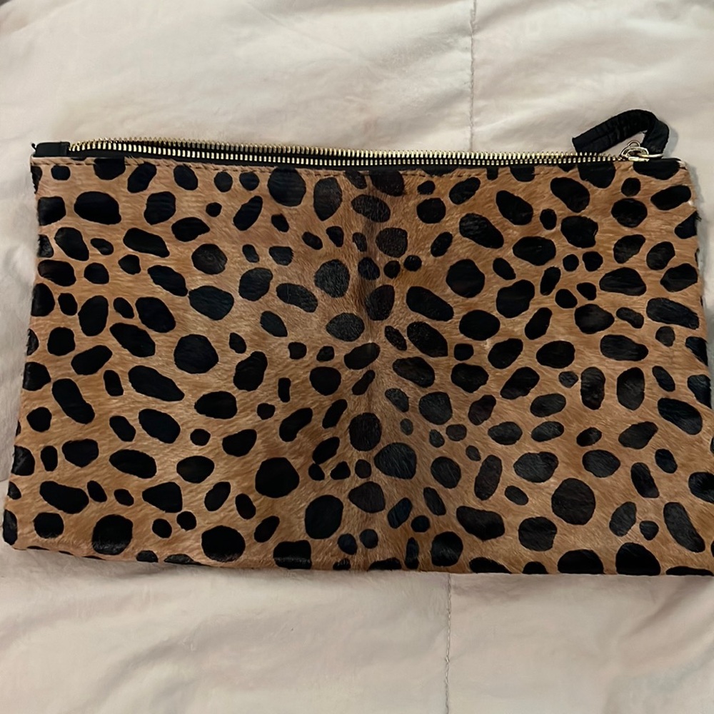 Clare V leopard clutch